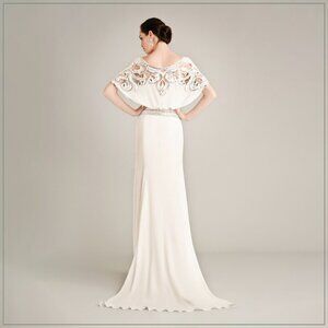 $6900 Temperley London Jean Crystal Embellished Art Deco Runway Bridal Gown